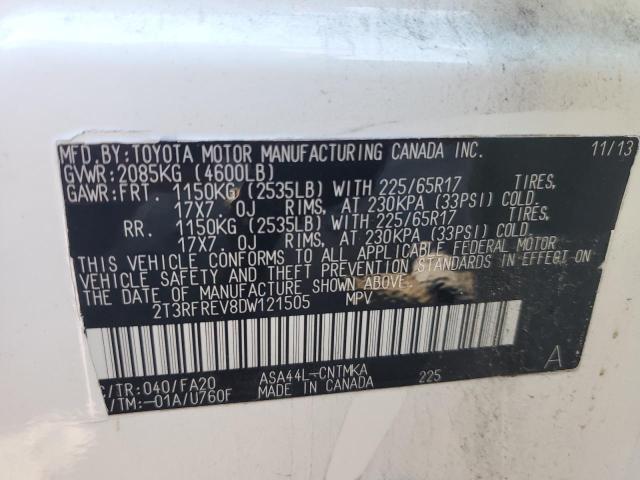 2013 Toyota Rav4 Xle VIN: 2T3RFREV8DW121505 Lot: 61274784