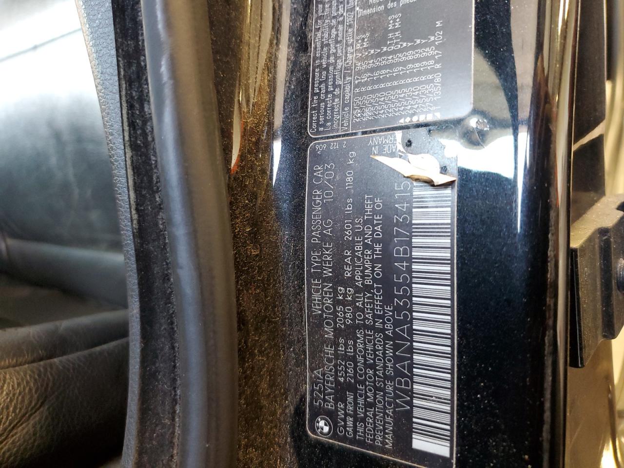 WBANA53554B173415 2004 BMW 525 I