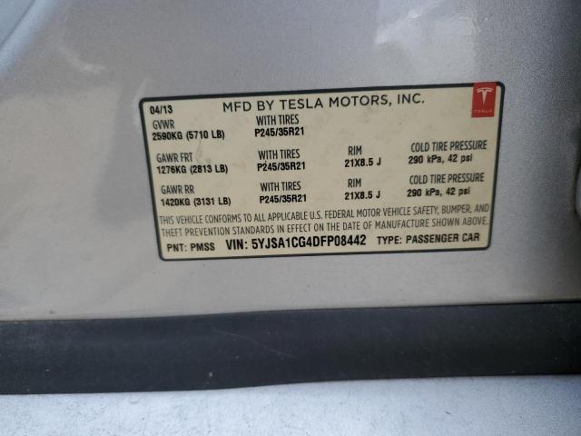 2013 Tesla Model S VIN: 5YJSA1CG4DFP08442 Lot: 62299184