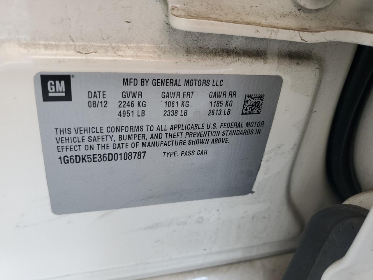 1G6DK5E36D0108787 2013 Cadillac Cts Performance Collection