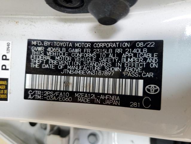2022 TOYOTA COROLLA SE - JTNB4MBE9N3187897