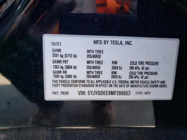 2021 Tesla Model Y VIN: 5YJYGDEE9MF286853 Lot: 63128604