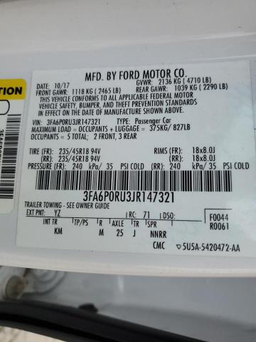 VIN 3FA6P0RU3JR147321 2018 Ford Fusion, Titanium/Pl... no.12