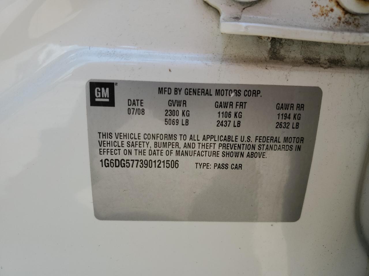 1G6DG577390121506 2009 Cadillac Cts