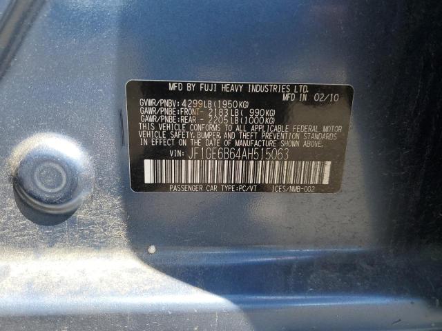 2010 Subaru Impreza 2.5I Premium VIN: JF1GE6B64AH515063 Lot: 62710874