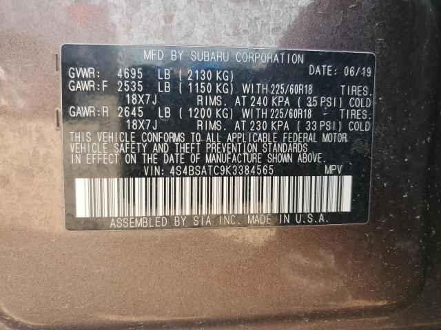 2019 SUBARU OUTBACK TO - 4S4BSATC9K3384565