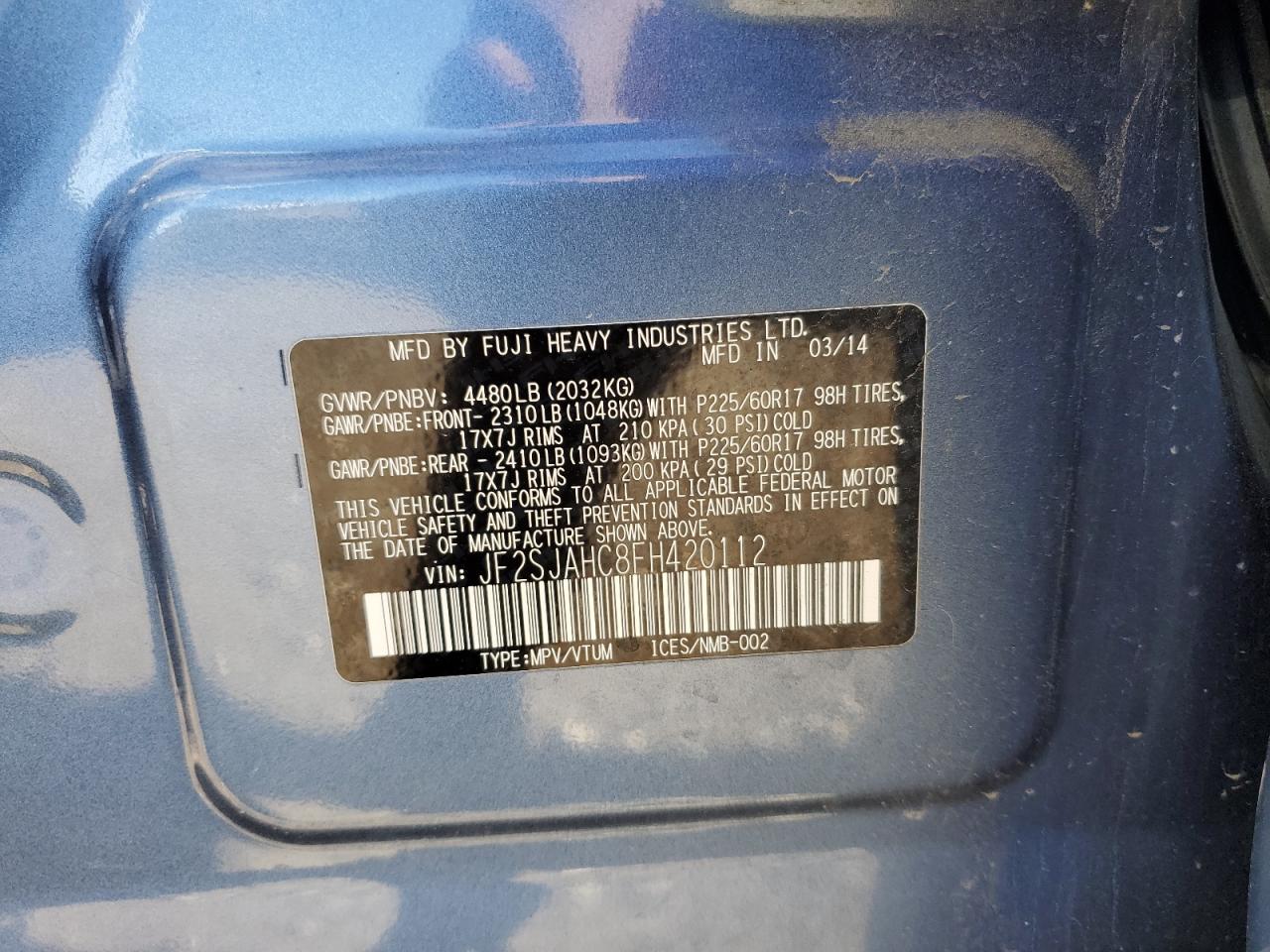 JF2SJAHC8FH420112 2015 Subaru Forester 2.5I Limited