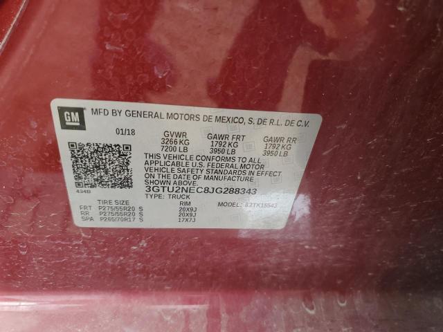 2018 GMC Sierra K1500 Slt VIN: 3GTU2NEC8JG288343 Lot: 61663764