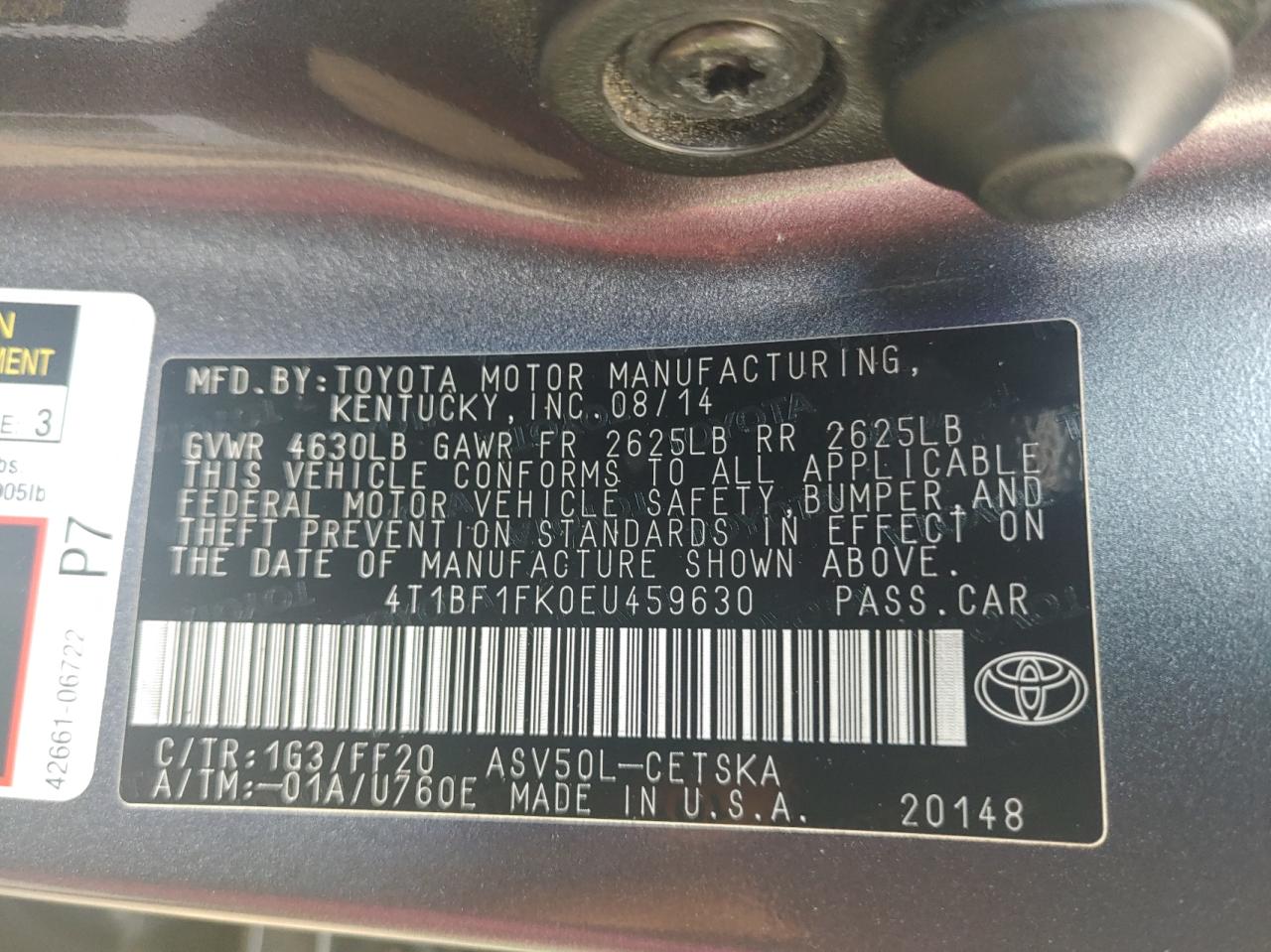 4T1BF1FK0EU459630 2014 Toyota Camry L