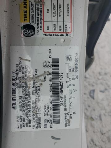 2010 Ford Fusion Se VIN: 3FAHP0HG9AR214279 Lot: 61517494