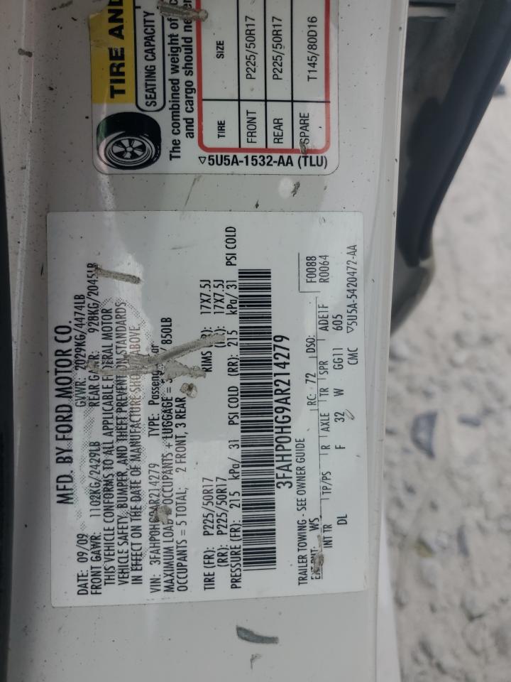 3FAHP0HG9AR214279 2010 Ford Fusion Se