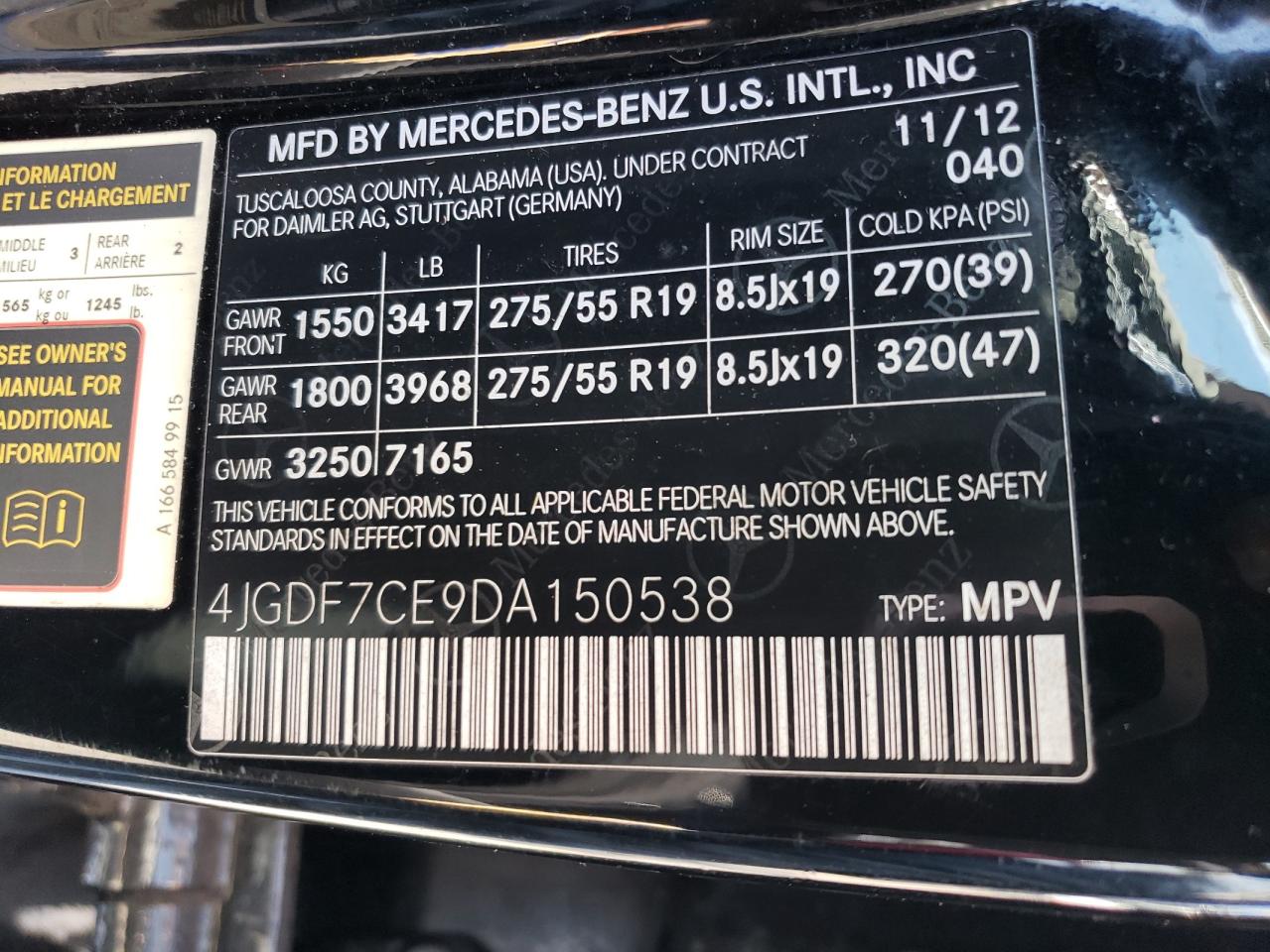 4JGDF7CE9DA150538 2013 Mercedes-Benz Gl 450 4Matic