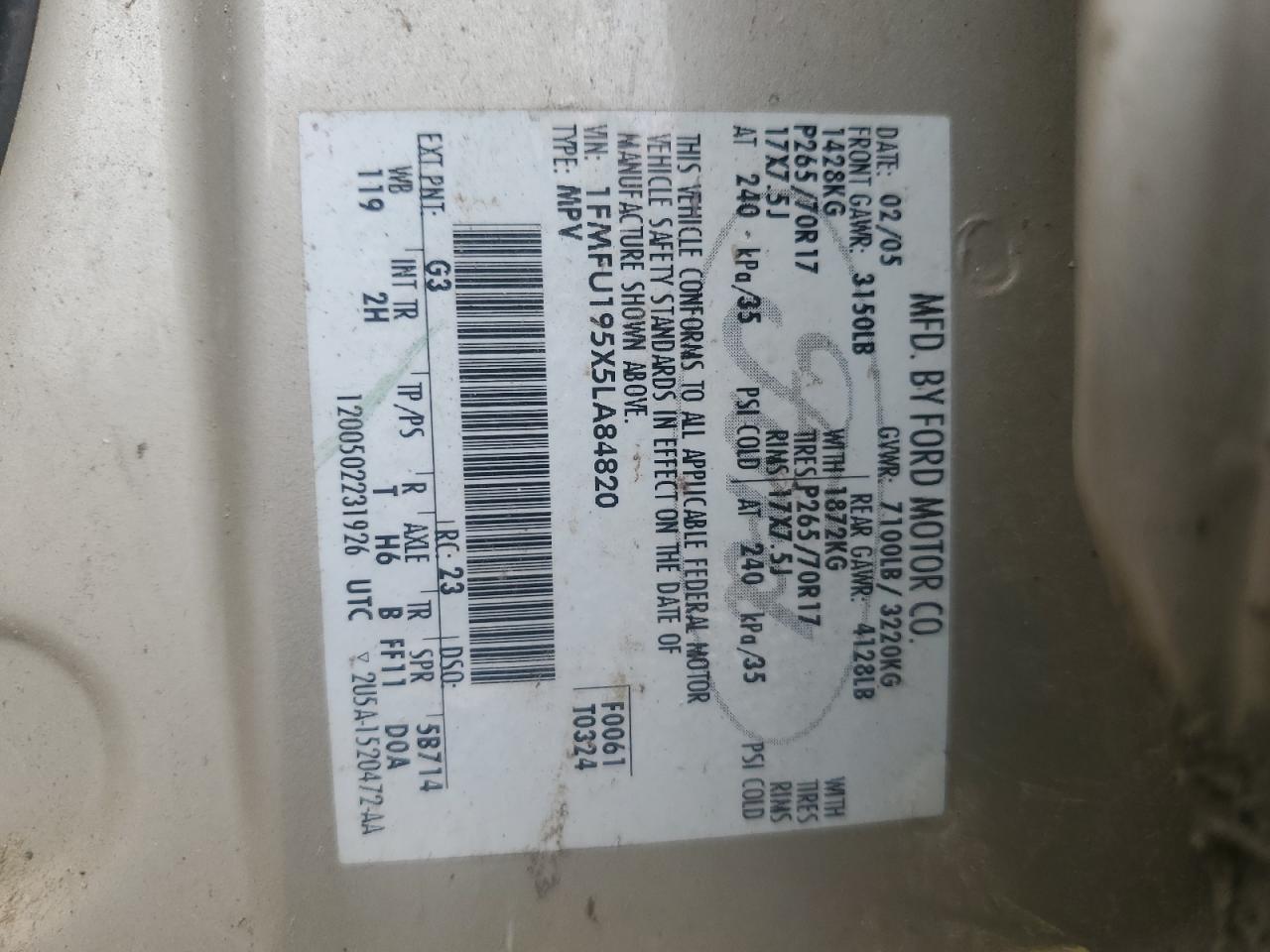 1FMFU195X5LA84820 2005 Ford Expedition Limited