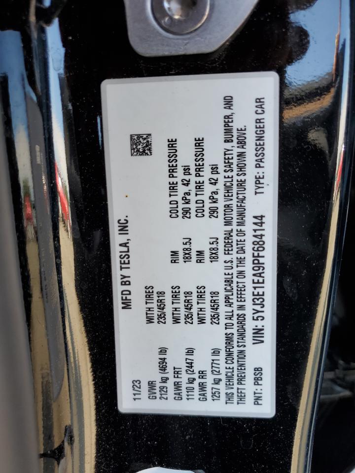 5YJ3E1EA9PF684144 2023 Tesla Model 3