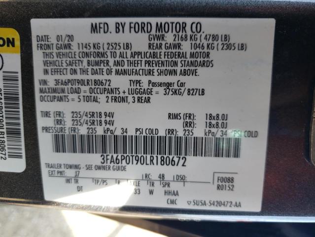 VIN 3FA6P0T90LR180672 2020 Ford Fusion, SE no.12