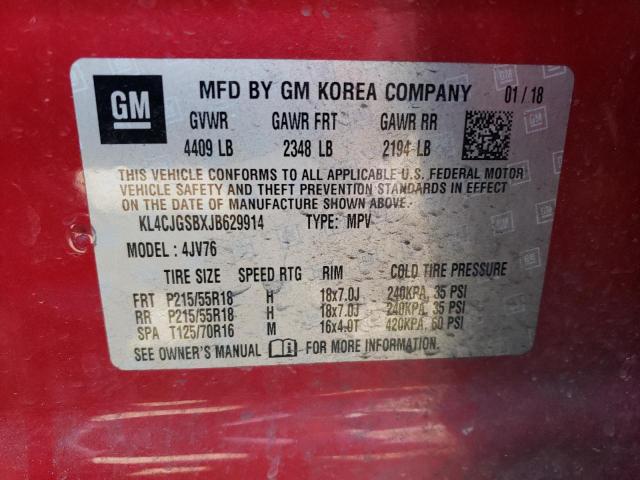 2018 Buick Encore Essence VIN: KL4CJGSBXJB629914 Lot: 61641714