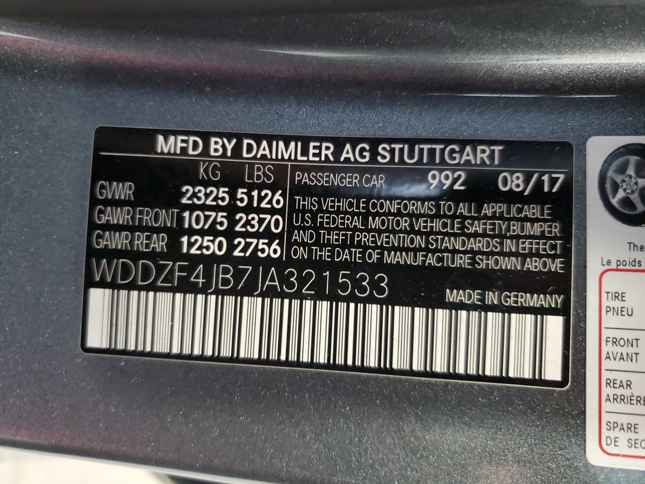 WDDZF4JB7JA321533 2018 Mercedes-Benz E 300