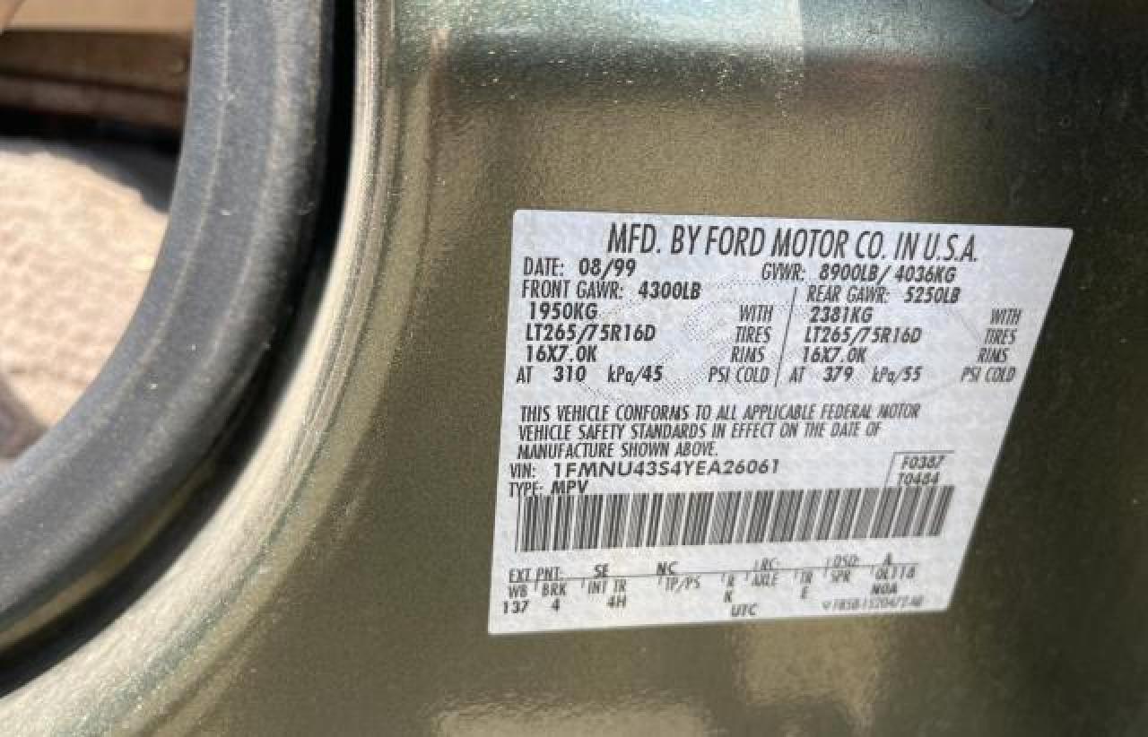 1FMNU43S4YEA26061 2000 Ford Excursion Limited