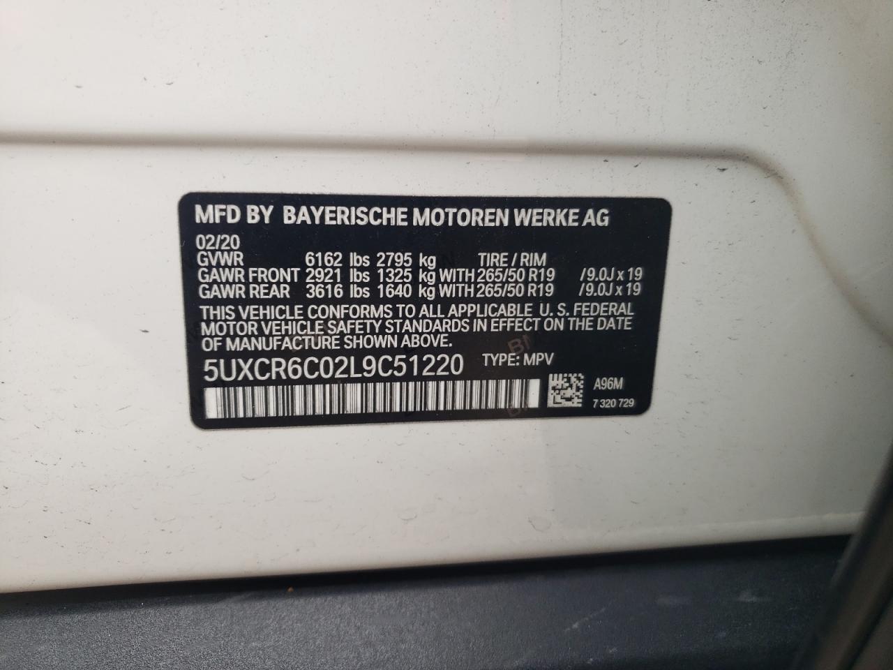 5UXCR6C02L9C51220 2020 BMW X5 xDrive40I