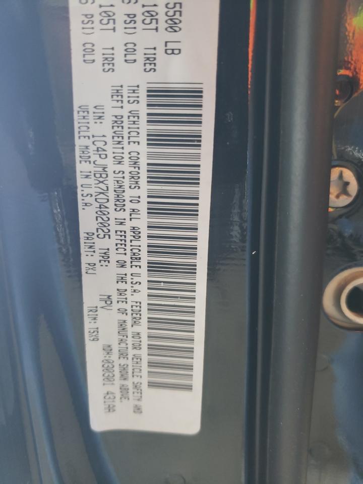 1C4PJMBX7KD402025 2019 Jeep Cherokee Trailhawk