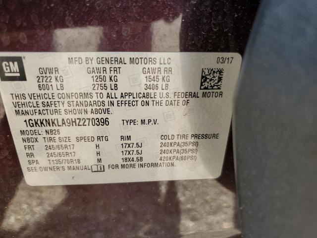 2017 GMC Acadia Sle VIN: 1GKKNKLA9HZ270396 Lot: 61878384