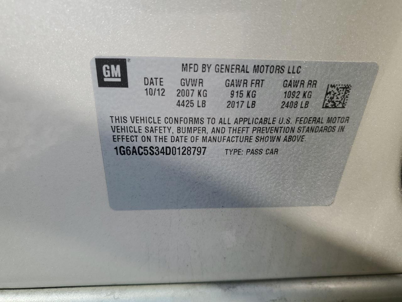 1G6AC5S34D0128797 2013 Cadillac Ats Performance