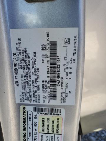 2013 Ford Fusion Se VIN: 3FA6P0H91DR310467 Lot: 62537044