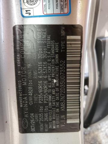 2005 Hyundai Tucson Gls VIN: KM8JN72D35U073552 Lot: 62866394