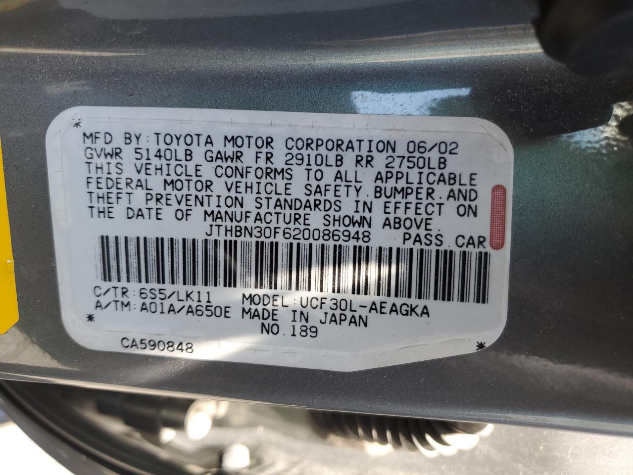 JTHBN30F620086948 2002 Lexus Ls 430