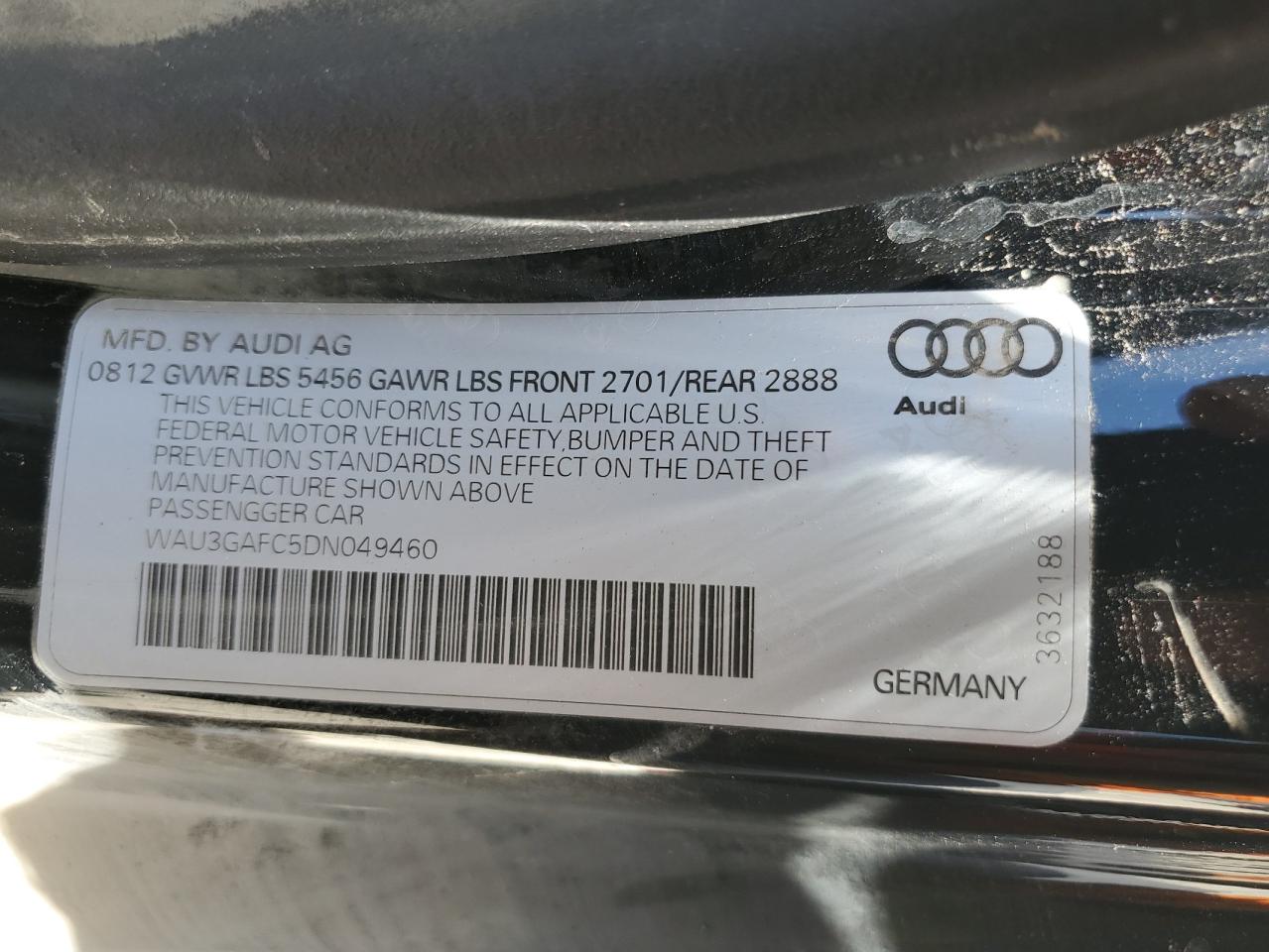 WAU3GAFC5DN049460 2013 Audi A7 Prestige