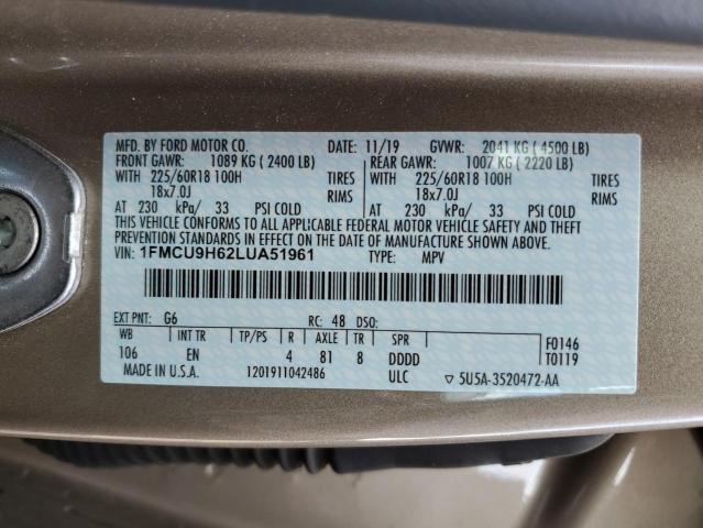 2020 FORD ESCAPE SEL - 1FMCU9H62LUA51961