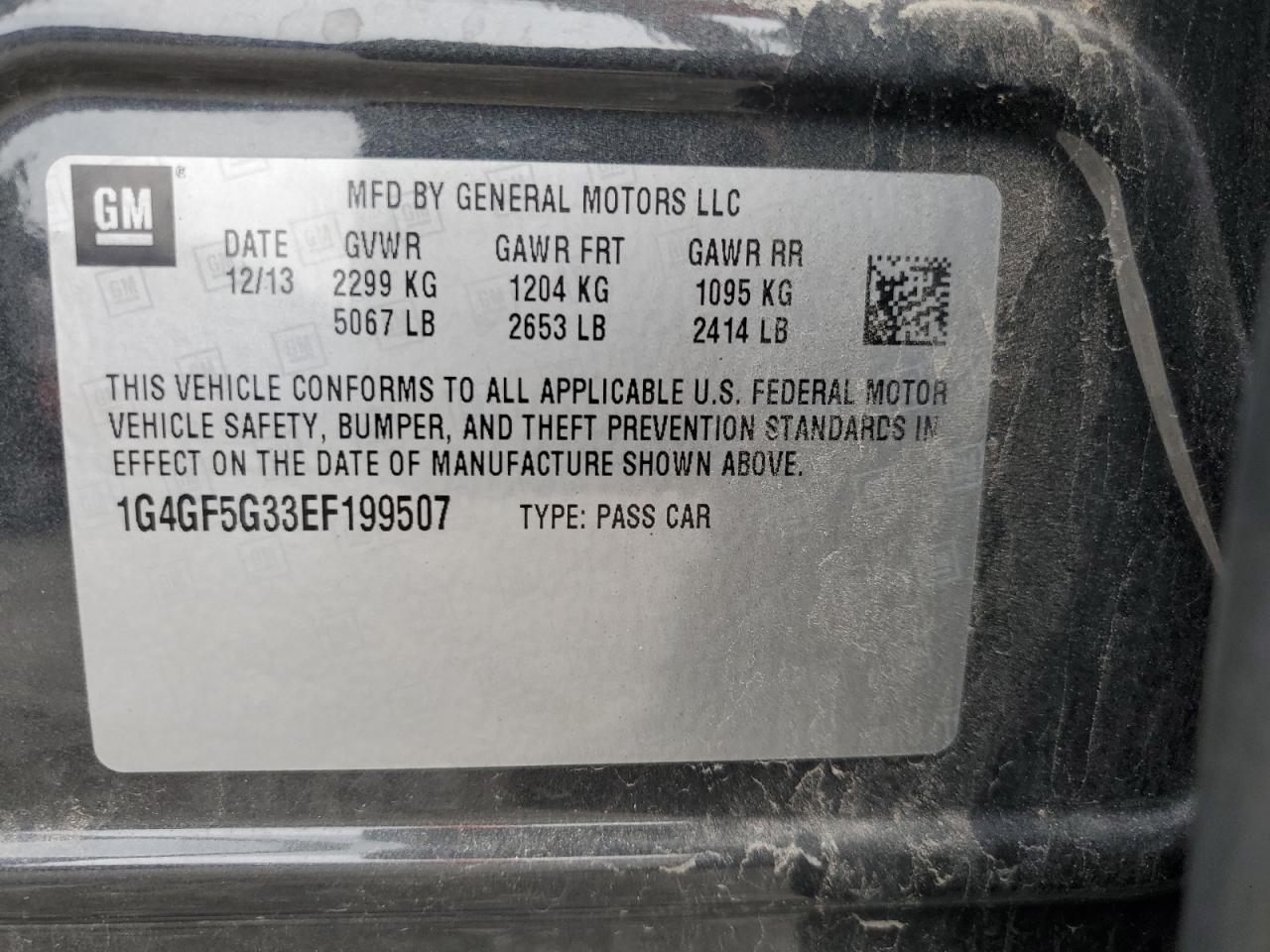 1G4GF5G33EF199507 2014 Buick Lacrosse Touring