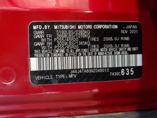 2022 MITSUBISHI OUTLANDER - JA4J4TA80NZ048013