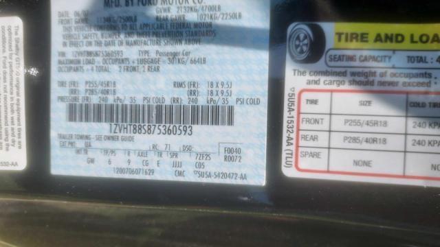 2007 Ford Mustang Shelby Gt500 VIN: 1ZVHT88S875360593 Lot: 63387494