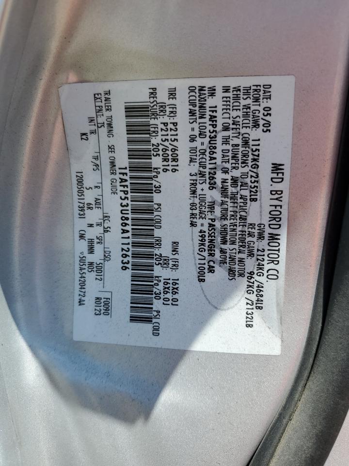 1FAFP53U86A112636 2006 Ford Taurus Se