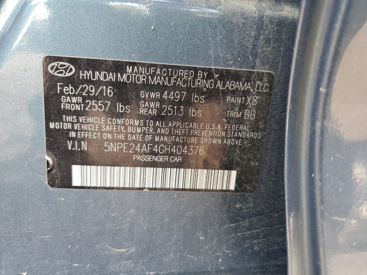 5NPE24AF4GH404376 2016 Hyundai Sonata Se
