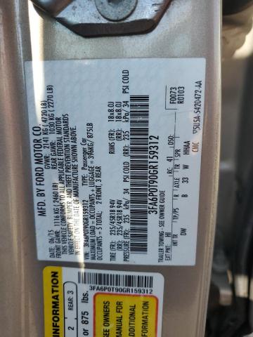 2016 Ford Fusion Se VIN: 3FA6P0T90GR159312 Lot: 63289324