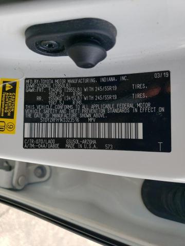 2019 TOYOTA HIGHLANDER - 5TDYZRFH1KS323516