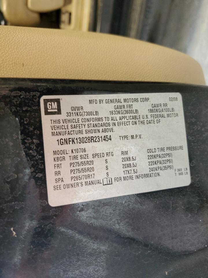 1GNFK13028R231454 2008 Chevrolet Tahoe K1500