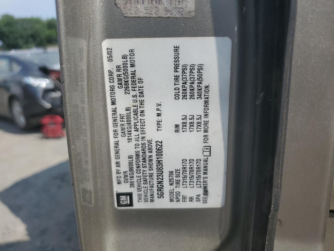 5GRGN23U83H100622 2003 Hummer H2