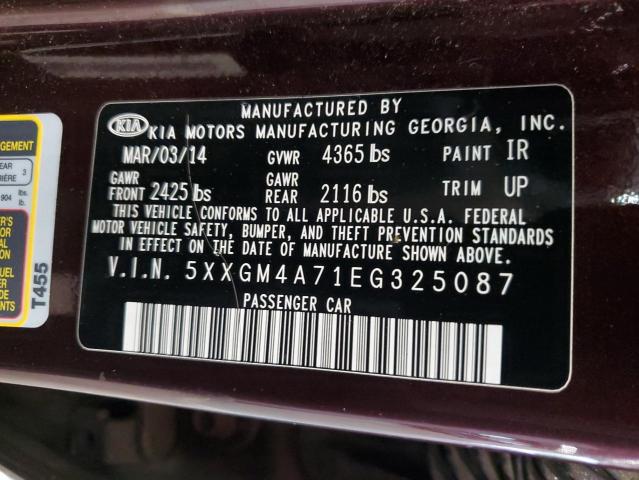 2014 Kia Optima Lx VIN: 5XXGM4A71EG325087 Lot: 62880414