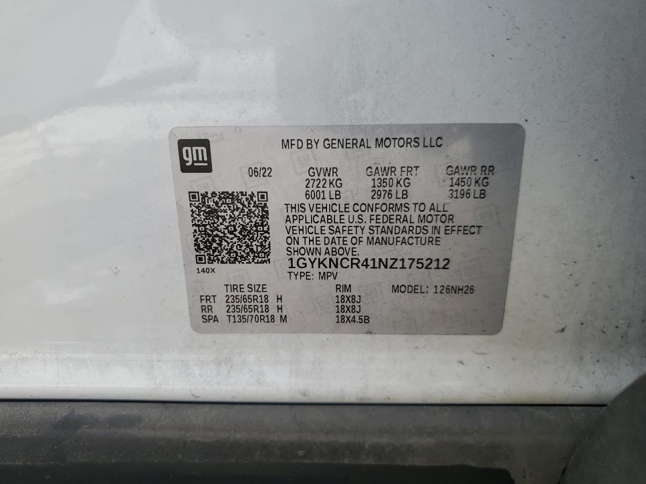 1GYKNCR41NZ175212 2022 Cadillac Xt5 Premium Luxury