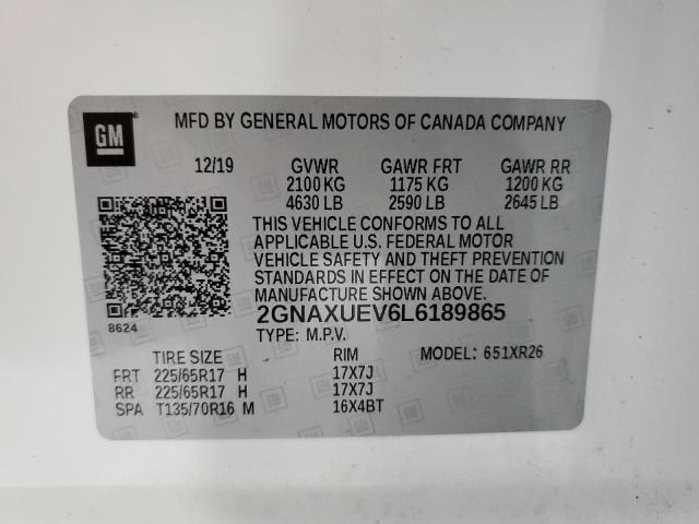 2020 Chevrolet Equinox Lt VIN: 2GNAXUEV6L6189865 Lot: 62249684