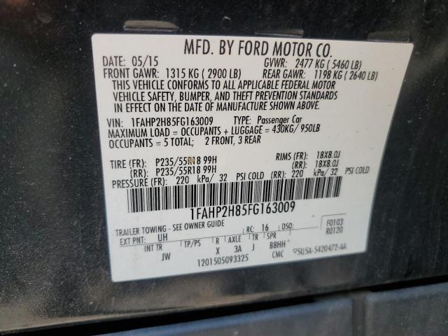 2015 Ford Taurus Sel VIN: 1FAHP2H85FG163009 Lot: 62678144