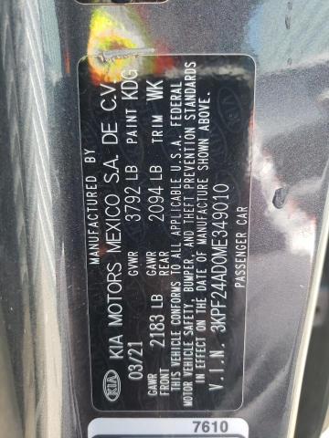 2021 Kia Forte Fe VIN: 3KPF24AD0ME349010 Lot: 60276224
