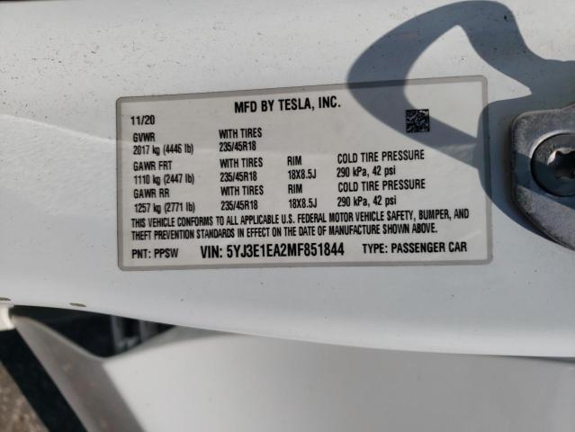 2021 TESLA MODEL 3 - 5YJ3E1EA2MF851844