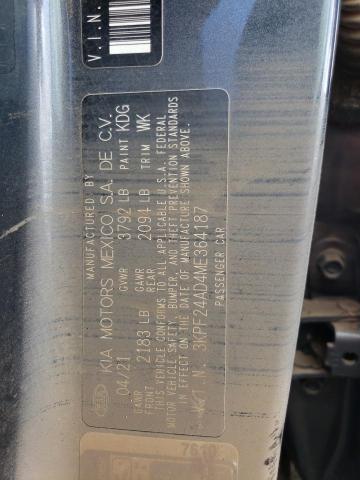 2021 Kia Forte Fe VIN: 3KPF24AD4ME364187 Lot: 61771844