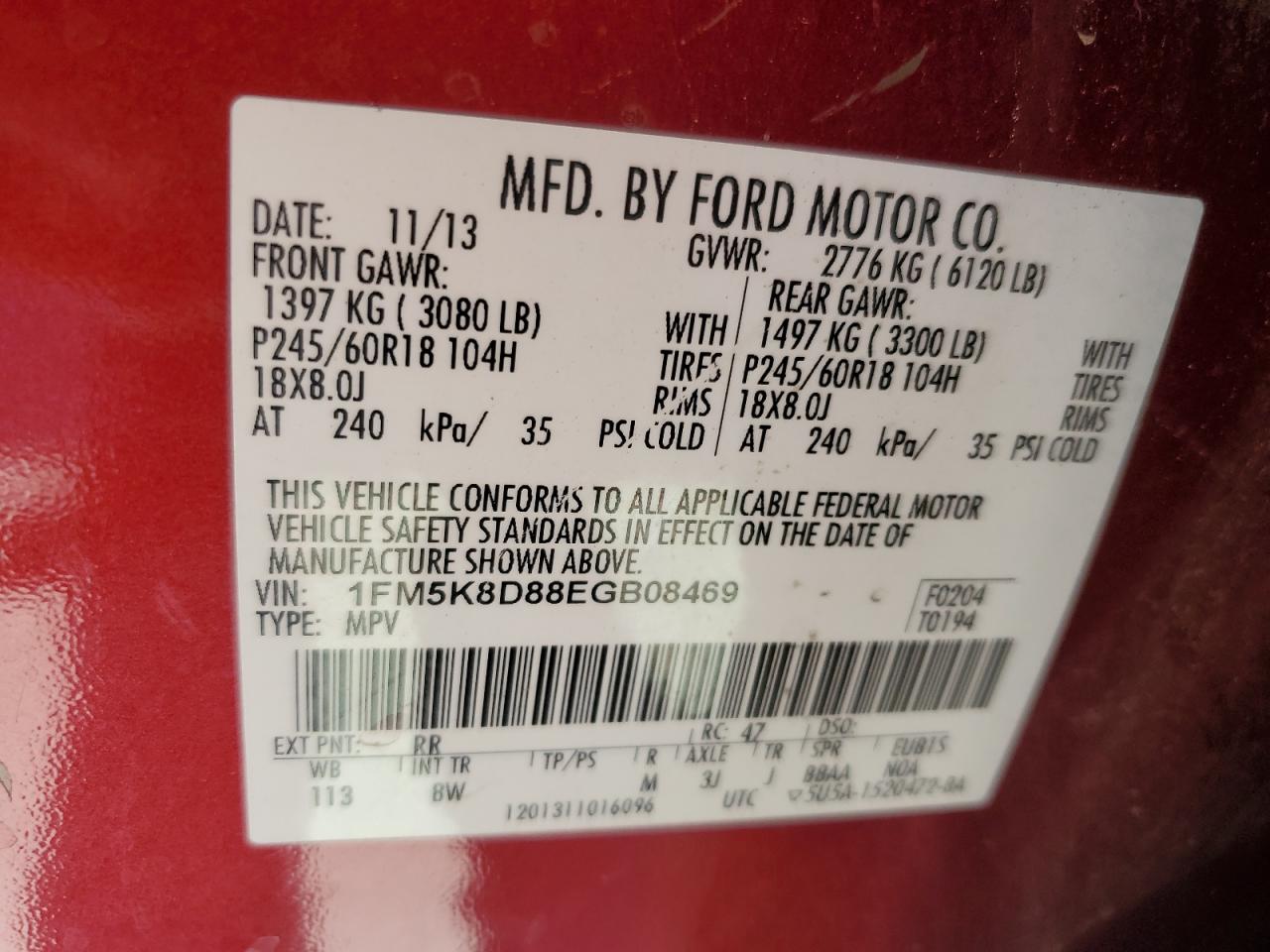 1FM5K8D88EGB08469 2014 Ford Explorer Xlt