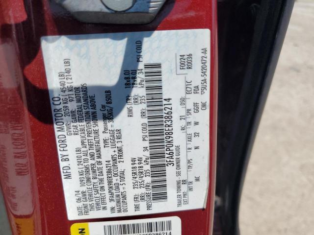 VIN 3FA6P0K98ER386214 2014 Ford Fusion, Titanium no.12