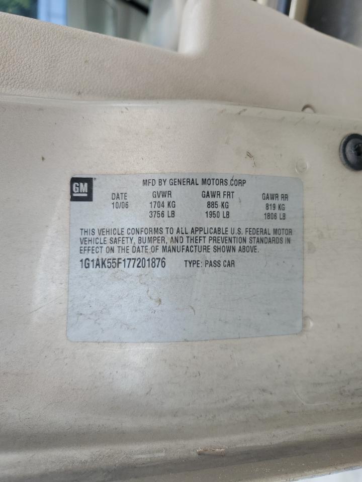 1G1AK55F177201876 2007 Chevrolet Cobalt Ls